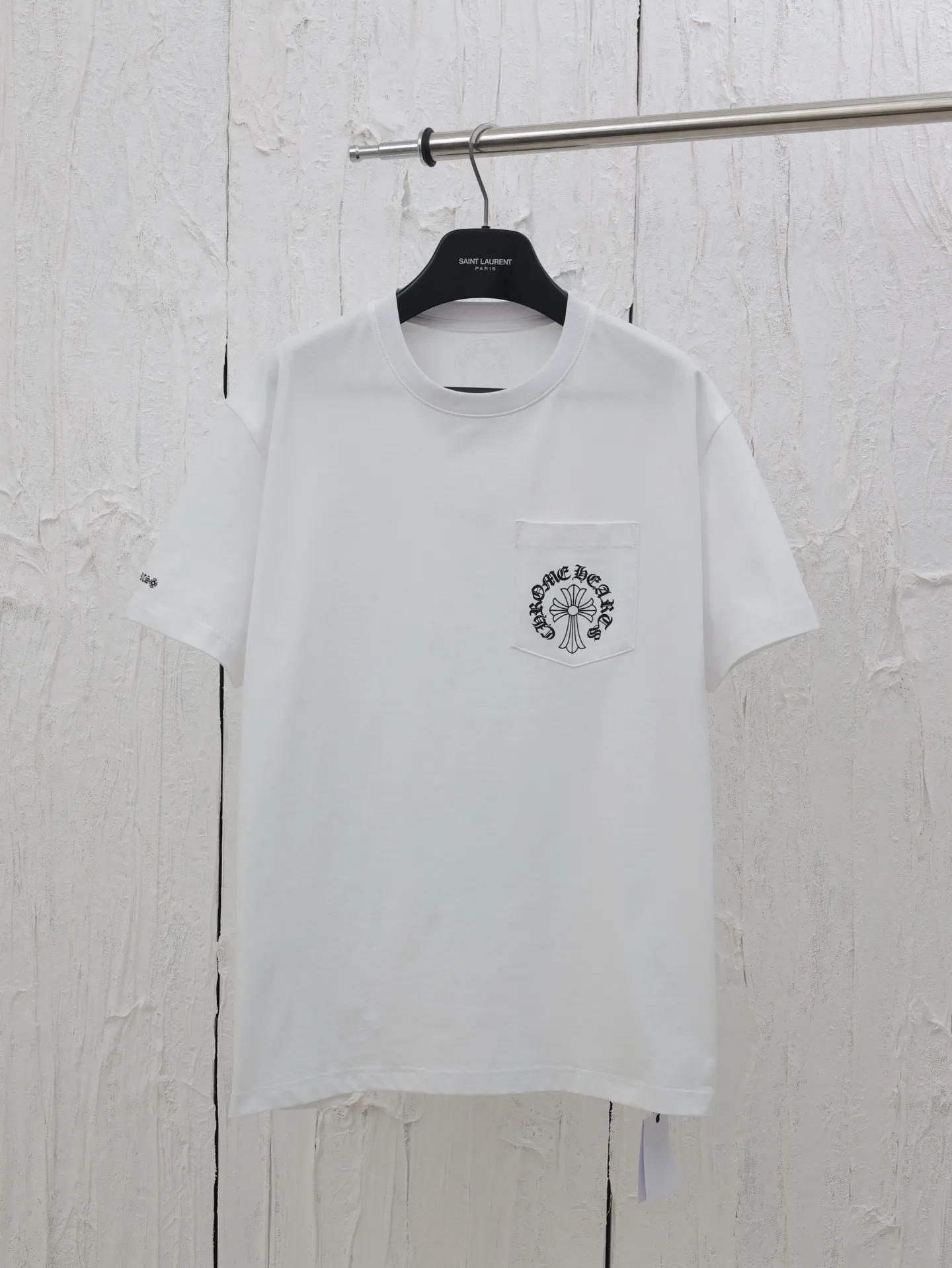 🅿️280 Chrome Hearts*/Chrome Hearts 25 new pocket horseshoe print short-sleeved T-shirt. The fabric is made of 26-woven 200g cotton, and the printing is hand-printed with glue. Customized accessories Size: S/M/L